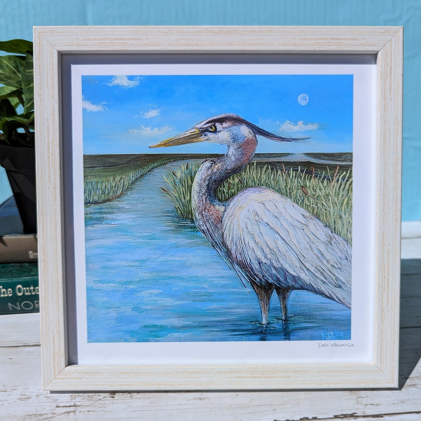 Heron in the Marsh Print