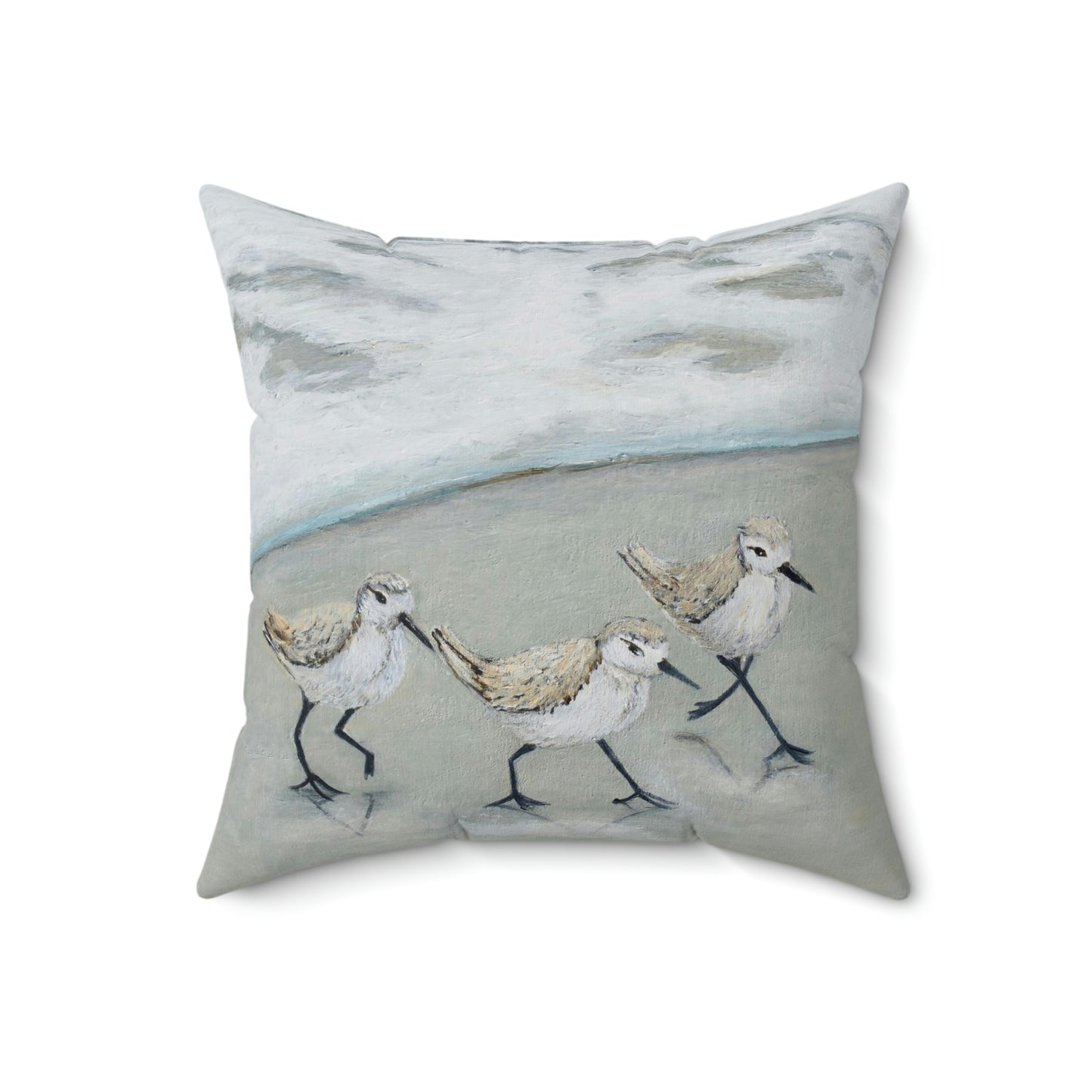 Birds Running Suede Pillow