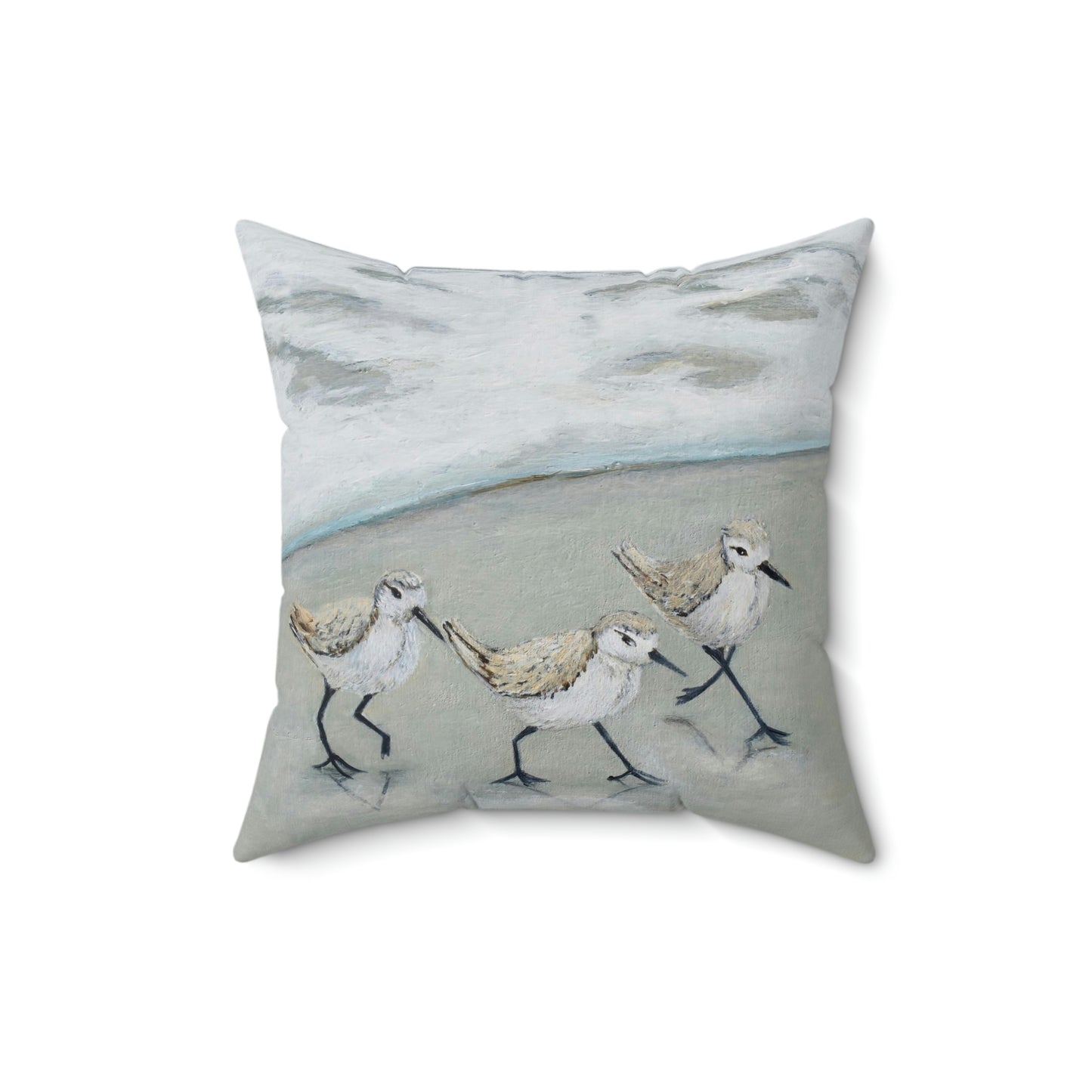 Birds Running Suede Pillow