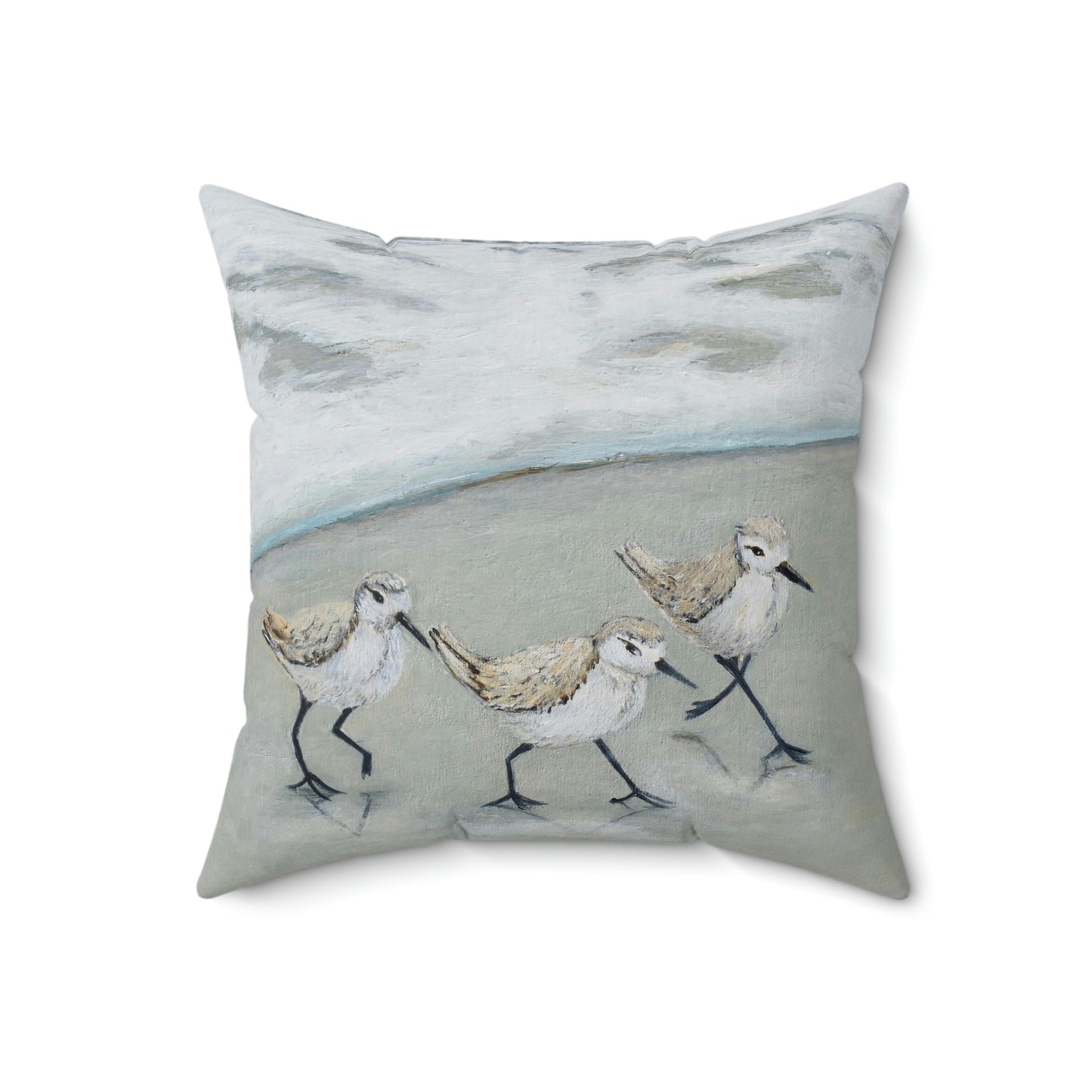 Birds Running Suede Pillow