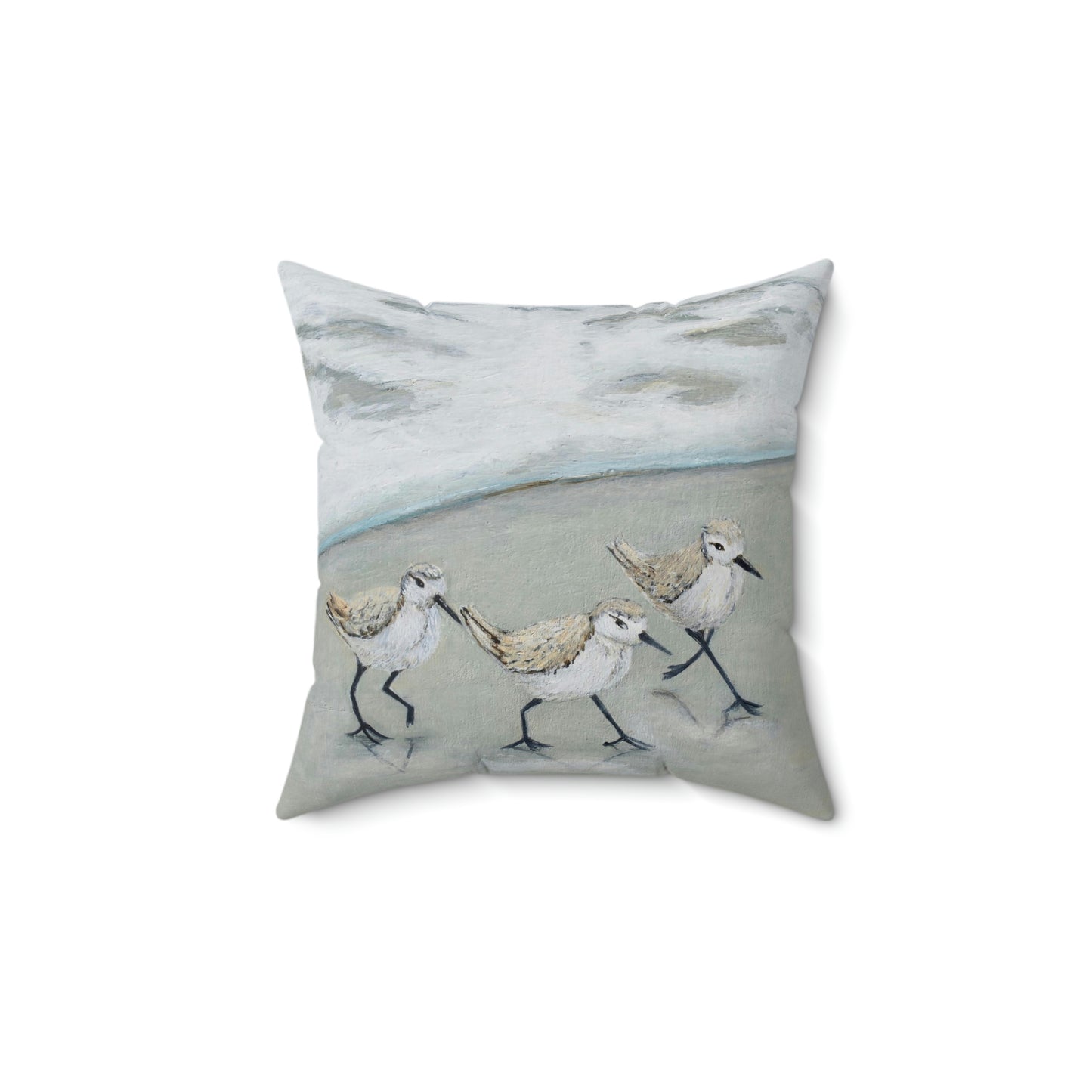 Birds Running Suede Pillow